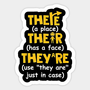 There Their They're English Grammar Funny Teacher Sticker